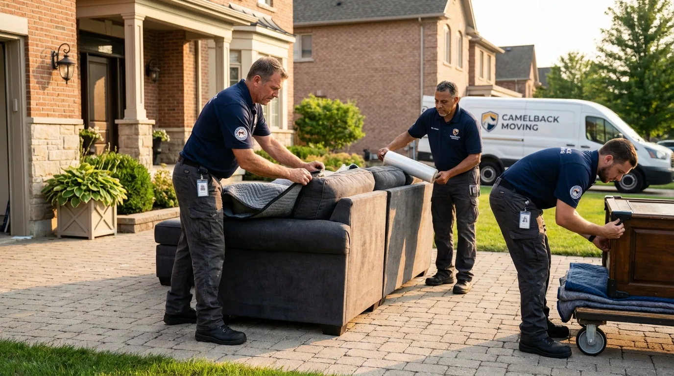 Large estate moving crew wrapping furniture in Caddo, OK